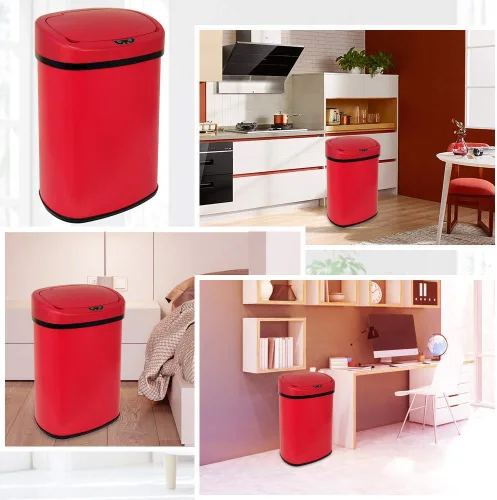 Miniatura 5 de Bote de basura automático de cocina de 13 galones/50L con tapa, sin contacto, de acero inoxidable, con sensor de movimiento electrónico, cubo