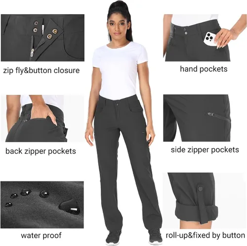 Miniatura 5 de Holipick Pantalones cargo de senderismo para mujer, ligeros, de secado rápido, impermeables, para exteriores, campamento, viajes, golf