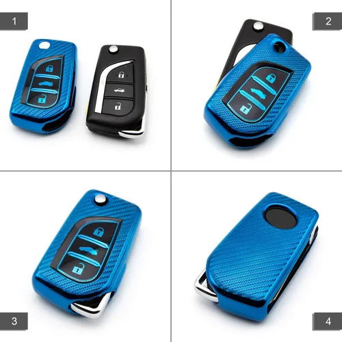Miniatura 7 de Funda suave de TPU para llavero de automóvil para Toyota 4Runner Avalon Camry Corolla Fortuner Highlander Sequoia Sienna Tacoma Yaris, Azul - 2 Azul