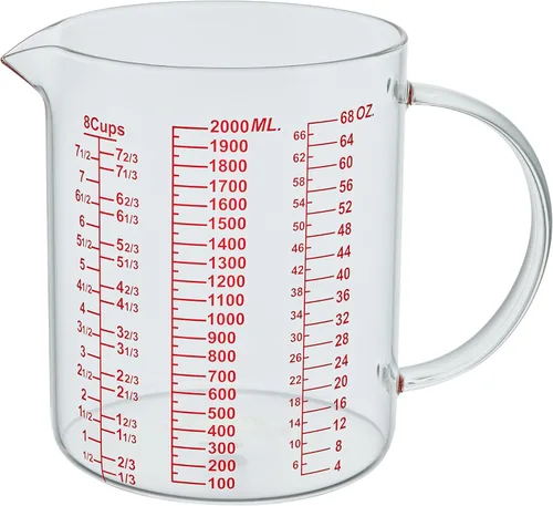 Miniatura 12 de Ackers BORO3.3 Taza medidora de vidrio - [Asa aislada Boca en forma de V] - Hecha de vidrio de borosilicato de alta calidad, taza medidora