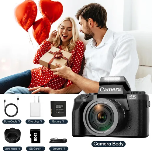 Miniatura 7 de Cámaras digitales para fotografía, NIKICAM 4K 64MP WiFi Vlogging Cámara para YouTube con pantalla táctil de 4 pulgadas, cámara dual, Flash, tarjeta