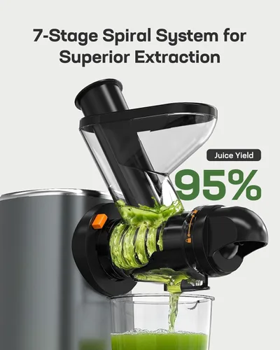 Miniatura 3 de Marsail Exprimidor lento, máquinas exprimidoras de prensa en frío con modos suaves y duros, exprimidor de alto rendimiento de jugo para verduras