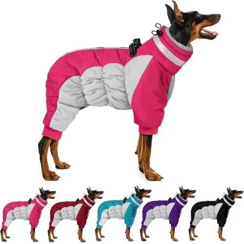 MIGOHI Abrigo de cuerpo completo para perro - Abrigo de invierno reflectante para perros pequeños con arnés, chaqueta de cuello tortuga de forro