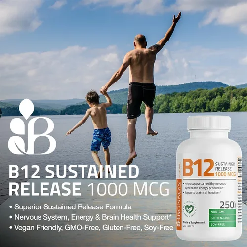 Miniatura 4 de Bronson Vitamina B12 1000 mcg de liberación sostenida tabletas premium sin OMG que apoyan el sistema nervioso, la función cerebral saludable