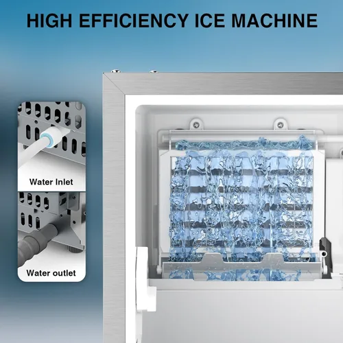 Miniatura 6 de Máquina de hielo comercial bajo mostrador de 15" de ancho, 85 libras/día con contenedor de almacenamiento de 30 libras, máquina de hielo empotrable