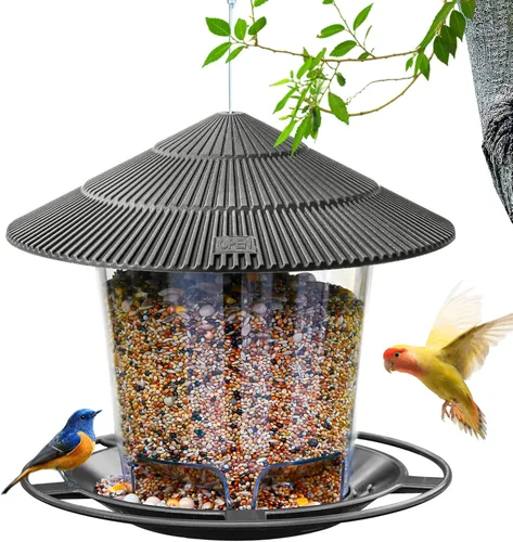 Hanizi Comedero para Pájaros Colgante para Exteriores para Semillas de Aves Silvestres, Gris 02: Gris