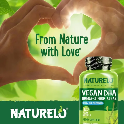 Miniatura 6 de NATURELO DHA vegano, suplemento vegano de Omega 3, 120 cápsulas blandas, apoya la salud del cerebro/corazón/ojo, complementa vitaminas prenatales