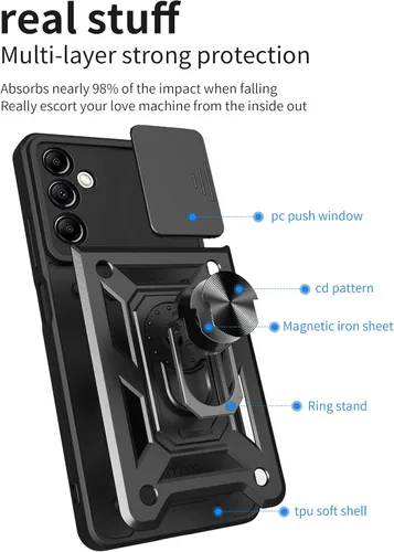 Miniatura 7 de Funda para Samsung Galaxy A14 5G con [2 unidades] protector de pantalla, para Galaxy A14 4G, funda protectora de doble capa resistente para teléfono
