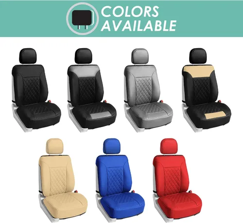 Miniatura 7 de FH Group Cojines para asiento delantero de lujo de piel sintética con patrón de diamantes para coche, viene con fundas para reposacabezas (azul)