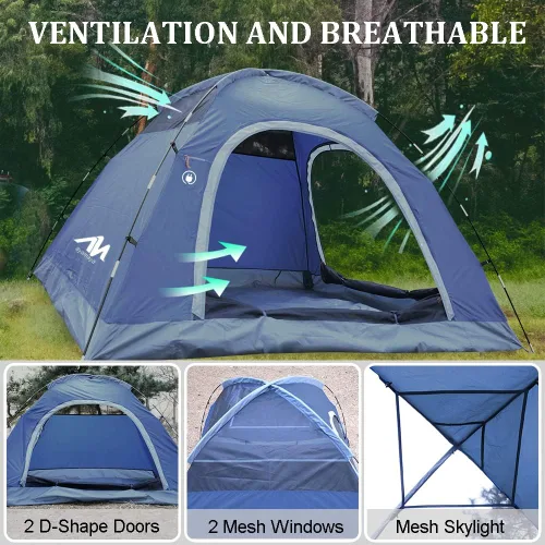Miniatura 3 de AYAMAYA - Tiendas de campaña para 2 o 3 personas para camping, impermeables, para exteriores, con mosca de lluvia extraíble, transpirable con 2