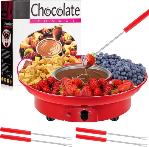Miniatura 7 de Juego de ollas de fondue eléctricas Lallisa, kit de fondue de chocolate, máquina de fondue eléctrica, bandejas desmontables para servir con 4 Blanco