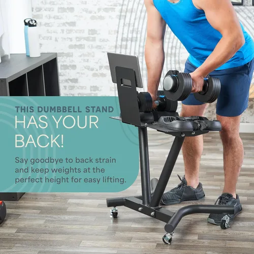 Miniatura 2 de Lifepro PowerFlow Pro Stand — Adjustable Dumbbell Stand & Rack with Locking Wheels Phone/Tablet Holder — Compatible with PowerFlow Plus, PowerUp