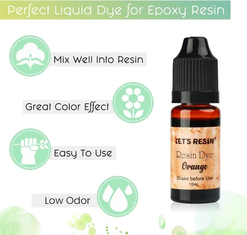 Miniatura 4 de LET'S RESIN Tinte de resina epoxi, pigmento de resina epoxi translúcida de 15 colores, pintura de resinas concentradas sin olor de 0.35 oz cada una
