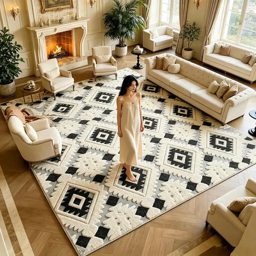 Miniatura 61 de UKELER Tapete antideslizante para puerta, alfombras de acento modernas para entrada, estilo romántico campestre americano, alfombras de algodón