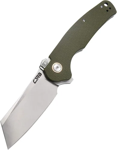 Miniatura 9 de Cuchillo táctico CJRB Crag, cuchillo plegable de bolsillo Cleaver con hoja de acero AR-RPM9 lavado a la piedra y mango de fibra de carbono