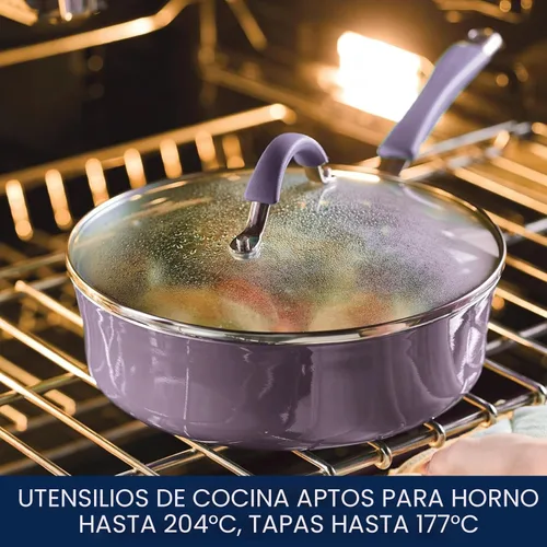 Miniatura 6 de Rachael Ray Cucina - Juego de ollas y sartenes antiadherentes, 12 piezas, color púrpura lavanda