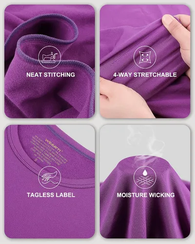 Miniatura 4 de WEERTI - Ropa interior térmica para mujer, calzoncillos largos con forro de vellón, capa base, parte superior e inferior para clima frío