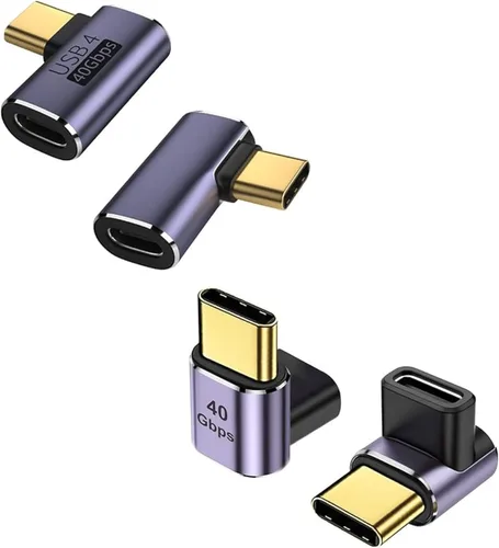 Adaptador de ángulo USB C de 40 Gbps 2 unidades USB C tipo C de 90 grados en ángulo USB-C macho a hembra adaptador de 8 K a 60 Hz USB en ángulo
