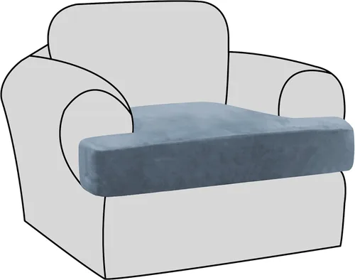 Miniatura 37 de H.VERSAILTEX Fundas de terciopelo elástico para silla con cojín en forma de T para sala de estar, funda de sofá, funda de asiento con cojín