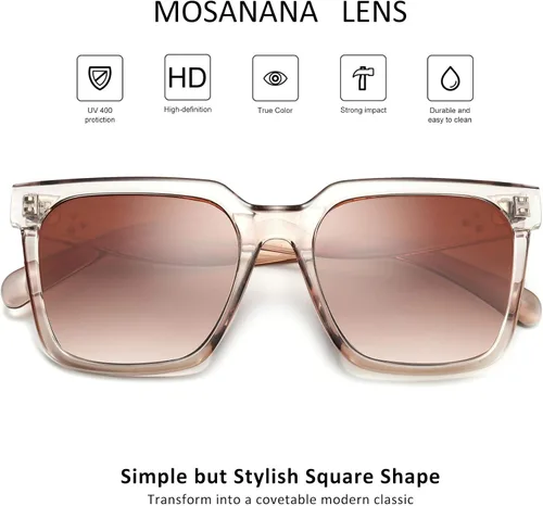 Miniatura 2 de mosanana Gafas de sol cuadradas de gran tamaño para mujer, estilo simple y moderno MS51917