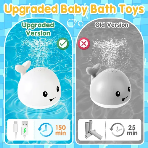 Miniatura 3 de Juguetes de baño para bebés de 1 a 3 años, juguetes de agua de piscina para bebés de 1, 2, 3 años, juguete de baño de ballena, juguete de baño