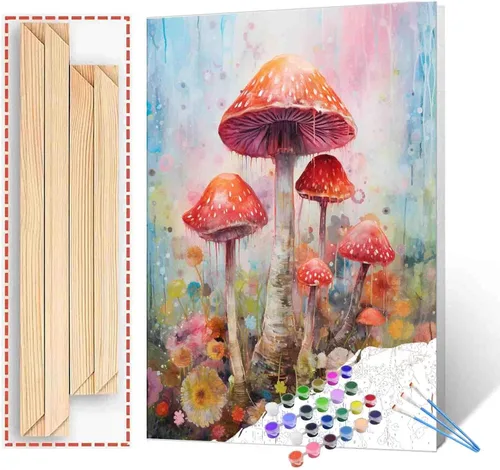 Miniatura 23 de Tucocoo Kits de pintura por números de lavanda con pinceles y pigmento acrílico sobre lienzo para adultos, hermoso proyecto de manualidades florales