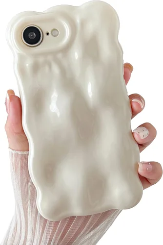 Miniatura 59 de XIZYO Funda para iPhone 13 de 6.1 pulgadas, bonito patrón de ondas, estético, 3D, rizado, ondulado, chapado en purpurina, para mujeres y niñas, Azul