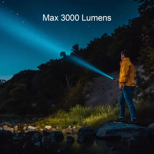 Miniatura 2 de RovyVon S21 Linterna EDC de alto lumen 3000 lúmenes, reflector de tiro largo de 1,312.3 ft, interruptor giratorio mecánico, base magnética