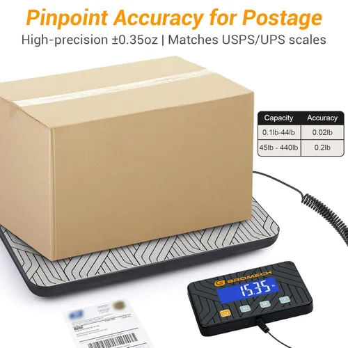 Miniatura 2 de Básculas Postales para Envío de Paquetes 440lb Báscula de Correo Digital Heavy Duty Alta Precisión 0.35oz Báscula de Franqueo con Pantalla Separada