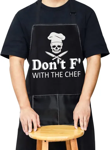 WZMPA Divertido delantal de cocina ajustable para cocinar, regalos de chef Don't f' With The Chef Baking Grill Delantales para papá y hombres