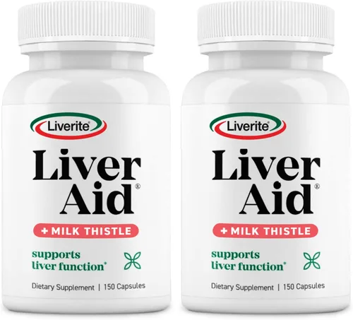 LIVERITE Liver Aid - Paquete de 2 150 cápsulas (total de 300 unidades) Suplemento de apoyo hepático con aminoácidos, colina, cardo mariano y