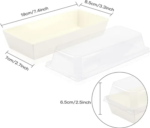 Miniatura 7 de Lainrrew 50 juegos de cajas para pasteles enrollados, cajas de papel para sándwiches de rollo suizo, cajas de charcutería, cajas de postre