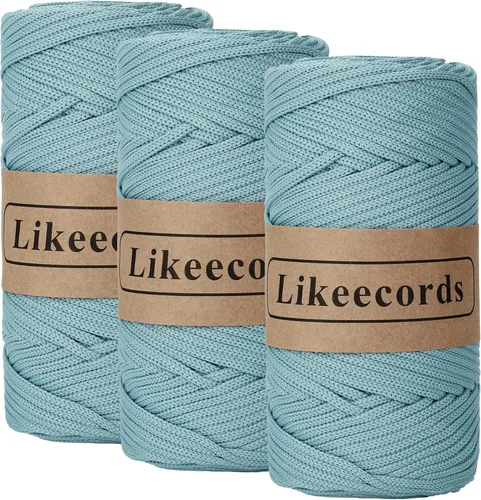 Miniatura 46 de Likeecords Cordón de macramé trenzado de poliéster de 0.157 in, 140 yardas/426 pies, hilo elástico para bolsa de ganchillo para manualidades, Verde