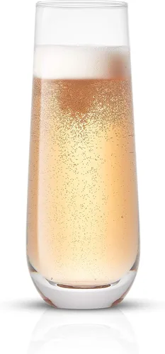 Miniatura 8 de JoyJolt Milo Copas de champán sin tallo, juego de 4 vasos de cristal. 9.4 onzas. Juego de copas de champán. Copas de vino prosecco, juego de copas