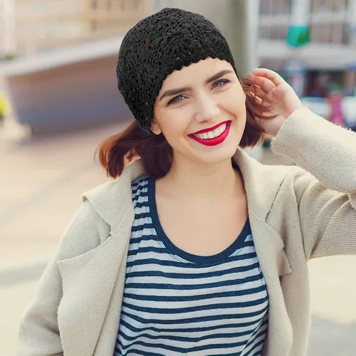 Miniatura 6 de 4 gorros de ganchillo holgados de punto hecho a mano para otoño, diseño floral, gorro de algodón con corte de calavera, sombreros de verano