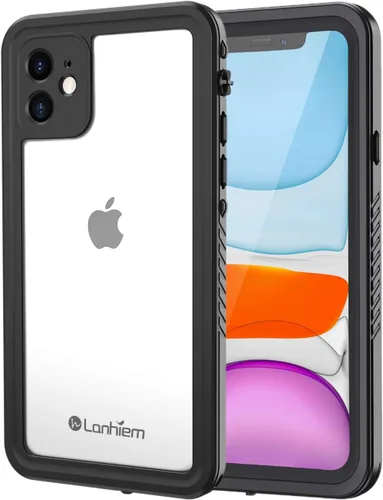 Miniatura 12 de Lanhiem Funda impermeable para iPhone 11 Pro Max, protección de cuerpo completo 360 bajo el agua, a prueba de suciedad, a prueba de golpes, con Negro