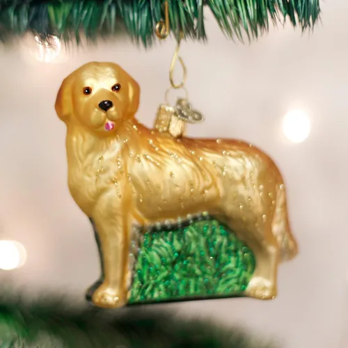 Miniatura 2 de Old World Christmas Golden Retriever - Adorno de cristal soplado para árbol de Navidad, decoración navideña artesanal, colección de perros