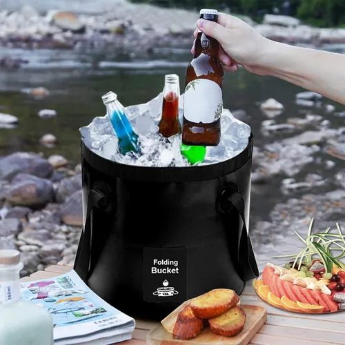 Miniatura 5 de Cubo plegable con asa, contenedor de agua plegable ligero, cubo plegable portátil para pesca, camping, senderismo, mochileros, supervivencia al aire