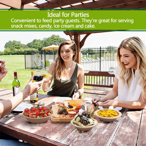 Miniatura 7 de Homestockplus [Paquete de 50] Cuencos de Papel Desechables de 24 Oz - Cuencos Desechables de Servicio Pesado - Hechos de Bagazo Natural