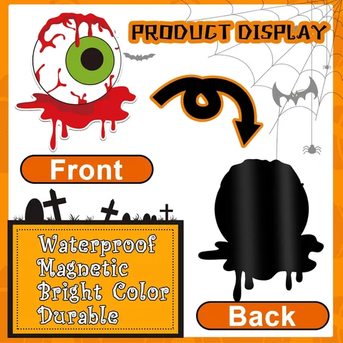 Miniatura 3 de JULMELON Imanes de Halloween, 22 unidades, imanes de calabaza, fantasmas, murciélagos, accesorios de decoración para suministros de fiesta