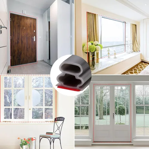 Miniatura 7 de Burlete de sellado de puerta – Tira de sellado de goma autoadhesiva para marco de puerta, ventanas, aislamiento y a prueba de polvo, fácil de cortar