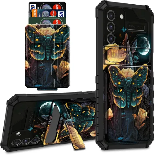 Miniatura 60 de Funda tipo cartera para Samsung Galaxy S22 Ultra con soporte para tarjeta de crédito y soporte de doble capa de policarbonato duro de PC suave TPU a