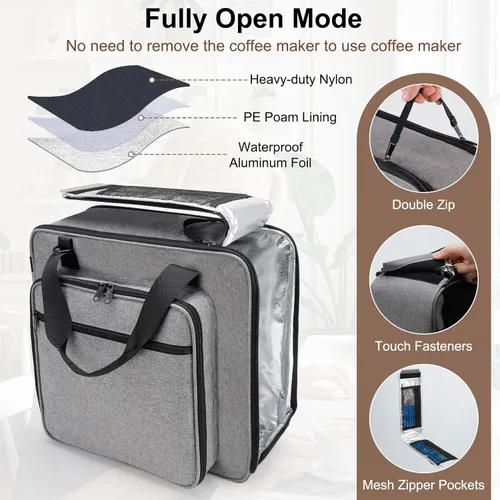 Miniatura 3 de Bolsa de viaje portátil Anitor para cafetera Keurig K-Mini/K-Mini Plus/K-Express, bolsa de viaje para máquina de café de una sola porción con Gris