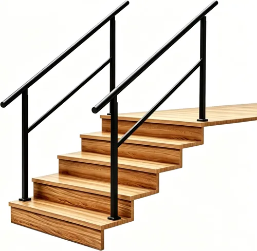 Miniatura 20 de Pasamanos para escalones al aire libre adecuados para 1 a 3 escalones, barandilla de escalera de hierro forjado, paso estable con pasamanos de 3