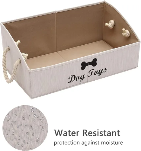 Miniatura 2 de Geyecete - Cajas grandes plegables de tela para almacenamiento de juguetes de perro, organizadores trapezoidales con asa de cuerda trenzada, cestas