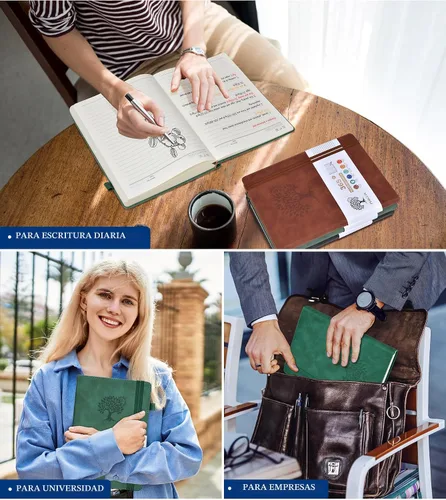 Miniatura 7 de PERCUN - Cuaderno rayado A5 de cuero, 365 páginas para mujer/hombre, tapa dura, páginas gruesas de 100Gsm, para viajes, trabajo, escuela, toma