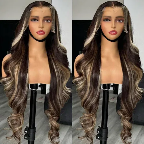 Miniatura 23 de Pelucas para mujeres negras, pelucas de encaje frontal de 13x6 Water Wave, pelucas sintéticas HD con encaje frontal, línea capilar natural