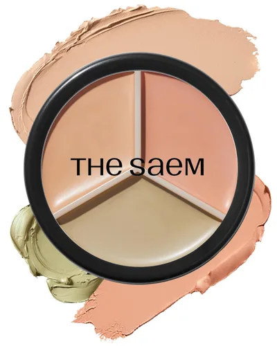 THESAEM Cover Perfection Triple Pot Corrector - 01 Correct Beige para tonos rojos y círculos oscuros - Paleta de corrector de 3 colores para tonos