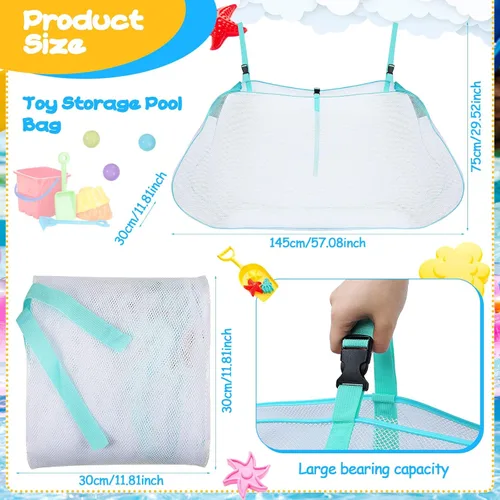 Miniatura 2 de 2 bolsas de almacenamiento para piscina de 57 x 30 pulgadas, bolsa de natación grande para colgar, accesorios de natación, organizador