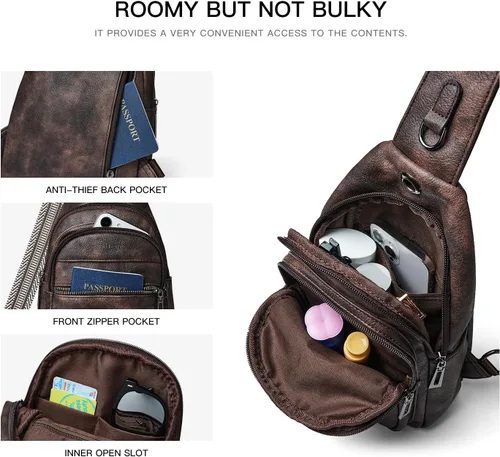 Miniatura 4 de Bolso bandolera para mujeres y hombres, bolso cruzado de hombro, mochila tipo cangurera, bolsa de viaje de piel sintética